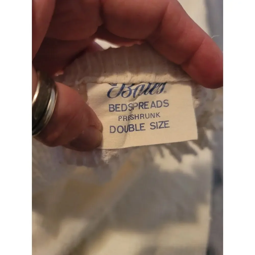 Vintage Bates Cream Cotton Bedspread - Double (Full) or Queen Size